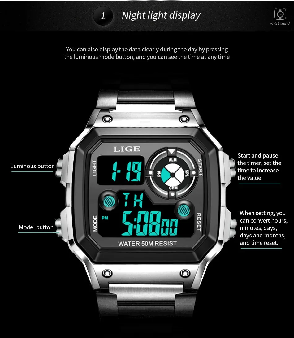 Men Digital Watch Shock Military Sport Watches
