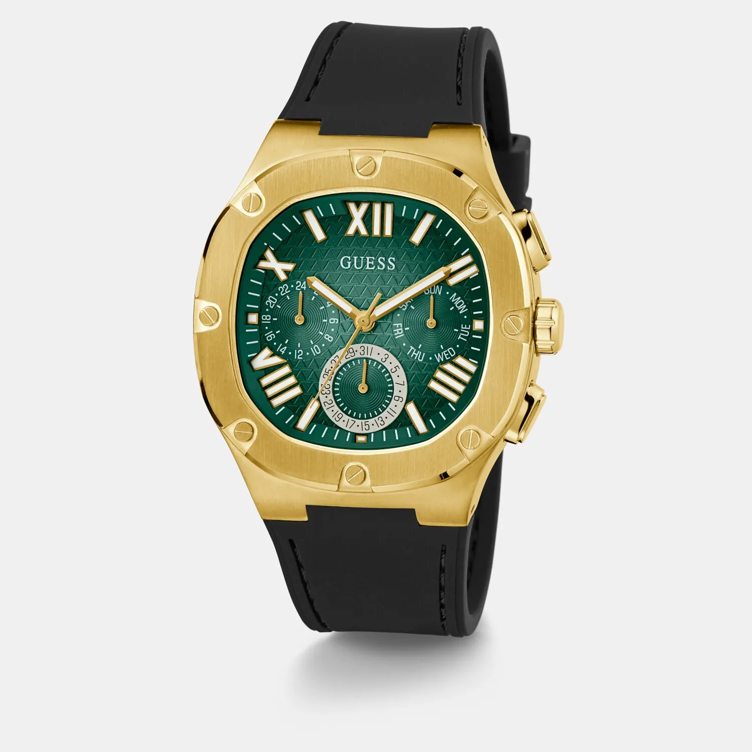 Men's Green Dial Multi-function Silicone Strap Watch GW0571G3