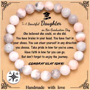 MFTRADING Graduation Bracelet for Her Him Class of 2025 Graduation Gifts Inspirational College High School Compass Bracelet for Women Men