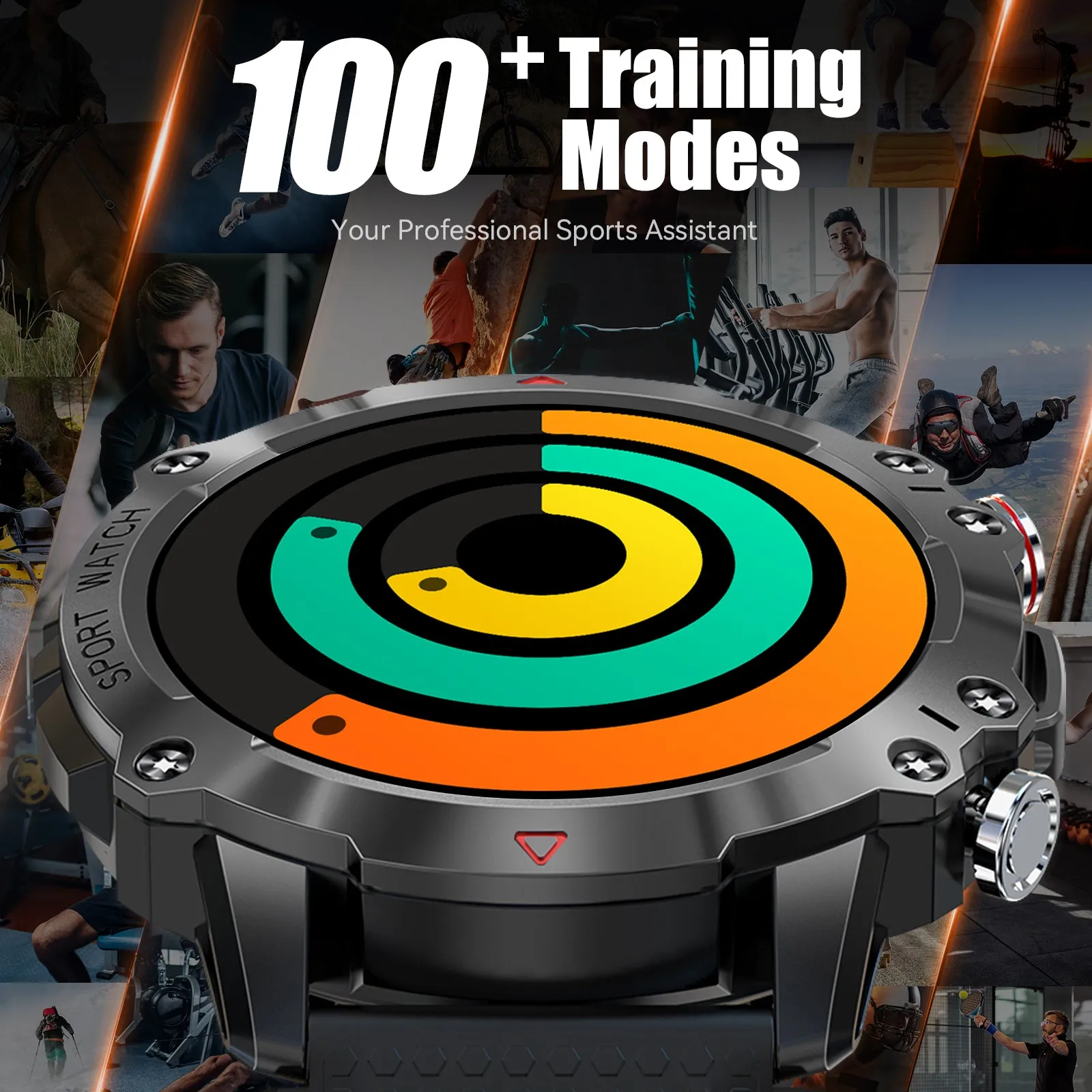 Military Smart Watch for Men Make Calls 1.39" HD Big Screen Outdoor Fitness Tracker with 105 Sports Modes Heart Rate Monitor Activity Tracker Rugged Tactical Smartwatch Compatible with Android iPhone