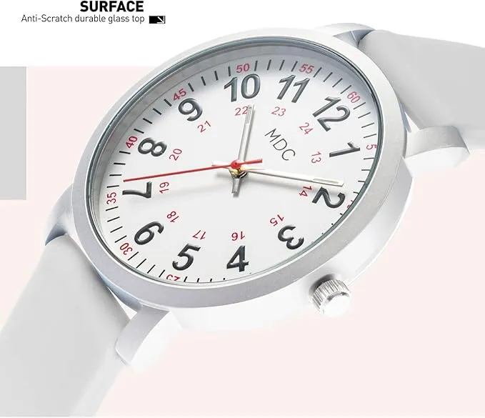 NEW White Waterproof Nursing Watch for Medical Students,Doctors,Women Nurse Watches with Second Hand and 24 Hour, Ladies Wristwatch