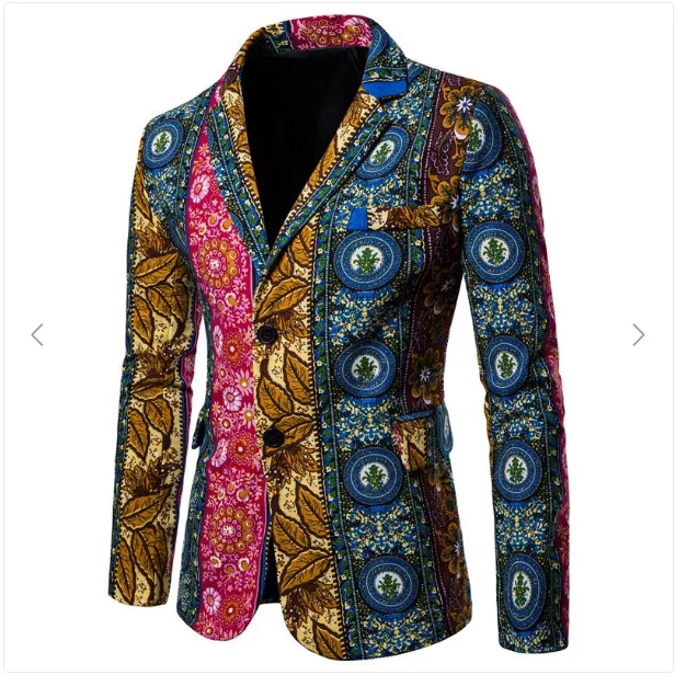 Newest African Style Blazer Linen Casual Printed Jackets Summer Fashion Men Suit Blazers Plus Size Male Coat