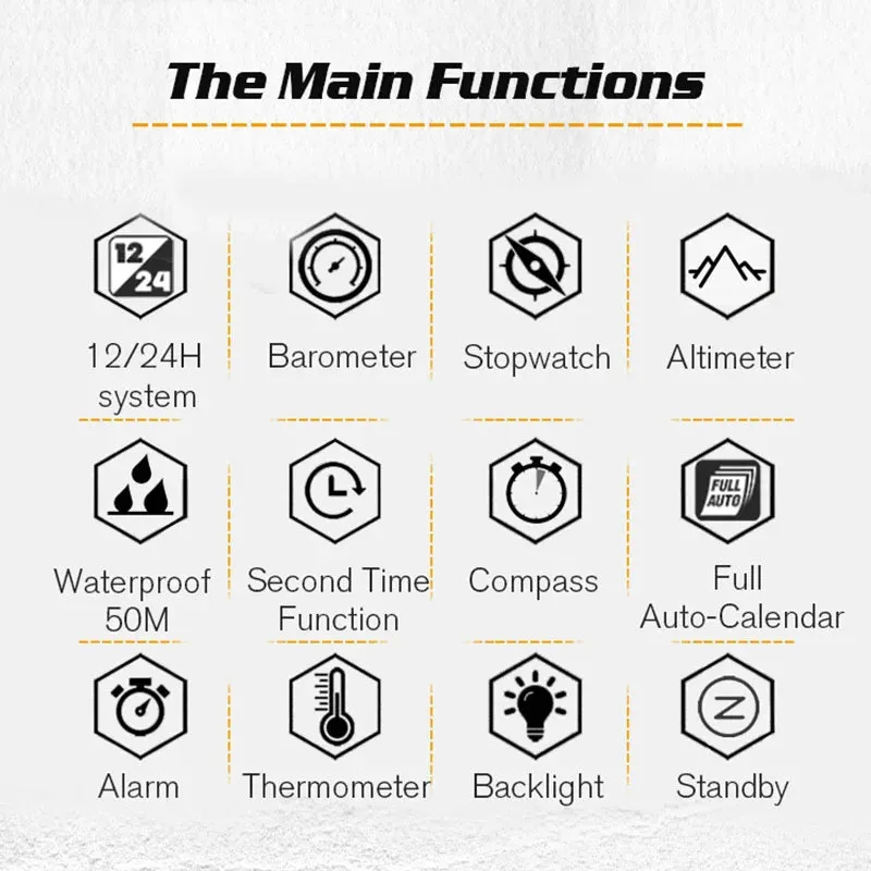 NORTH EDGE Men's Sports Digital Watches Business Luxury Watch For Men Waterproof 50M Altimeter Barometer Compass Luminous Clock