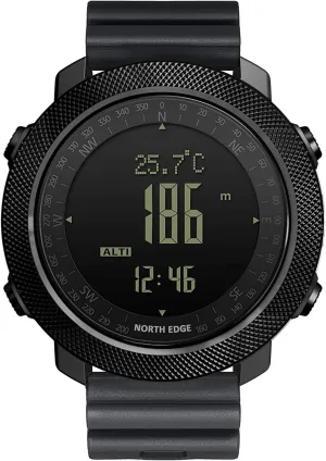 NORTH EDGE Military-Watch for Men - Tactical Survival Watch, Men's Women's Digital Wrist Watches for Sports Outdoors, Pedometer, Compass, Calories, Durable Nylon Band