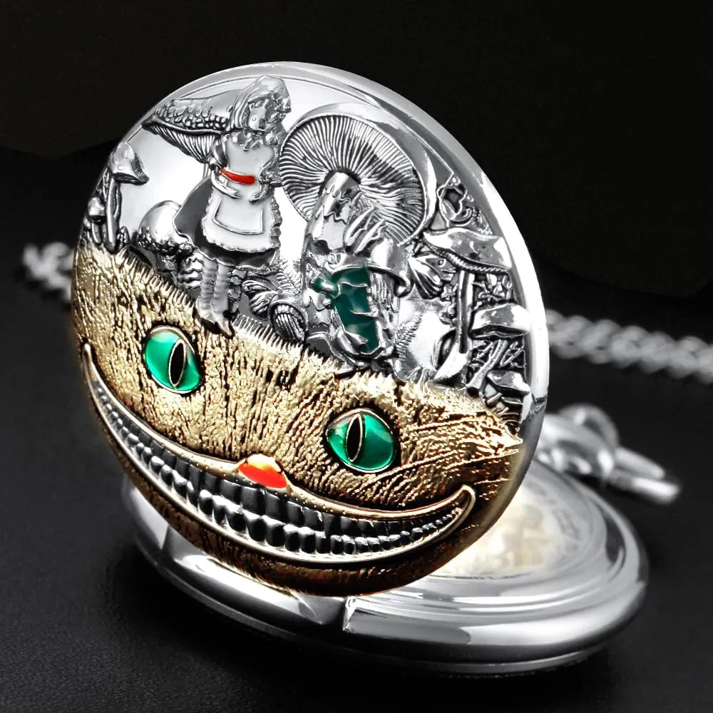 Nostalgia Movie Theme Design Alloy Quartz Pocket Watch with Chain Necklace Pendant & Gift Box