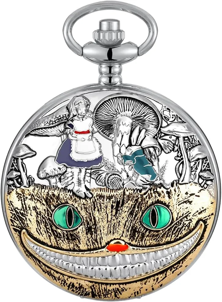 Nostalgia Movie Theme Design Alloy Quartz Pocket Watch with Chain Necklace Pendant & Gift Box