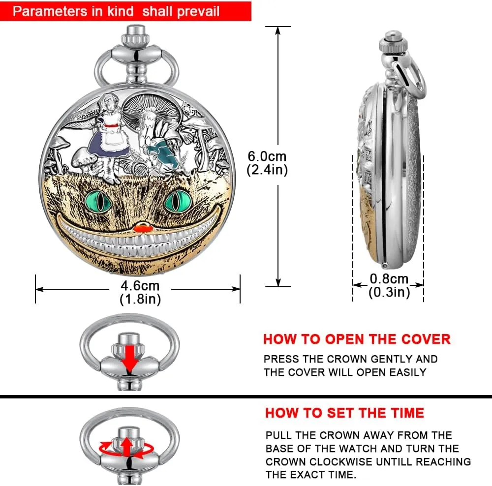Nostalgia Movie Theme Design Alloy Quartz Pocket Watch with Chain Necklace Pendant & Gift Box