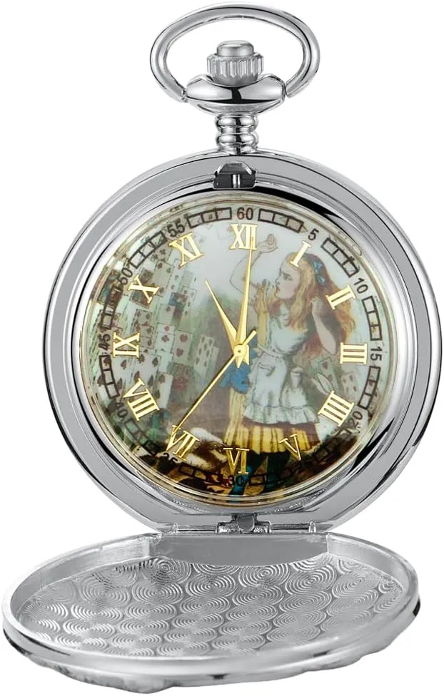 Nostalgia Movie Theme Design Alloy Quartz Pocket Watch with Chain Necklace Pendant & Gift Box