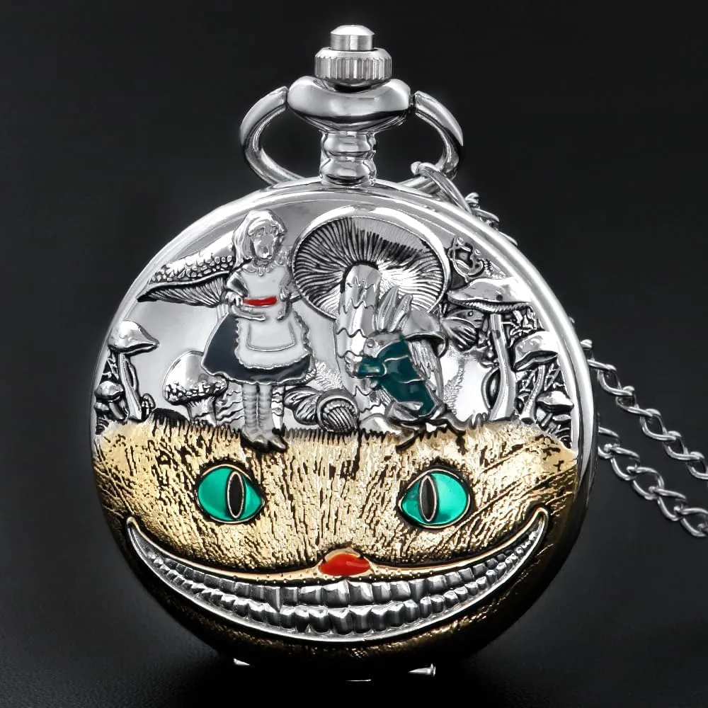 Nostalgia Movie Theme Design Alloy Quartz Pocket Watch with Chain Necklace Pendant & Gift Box
