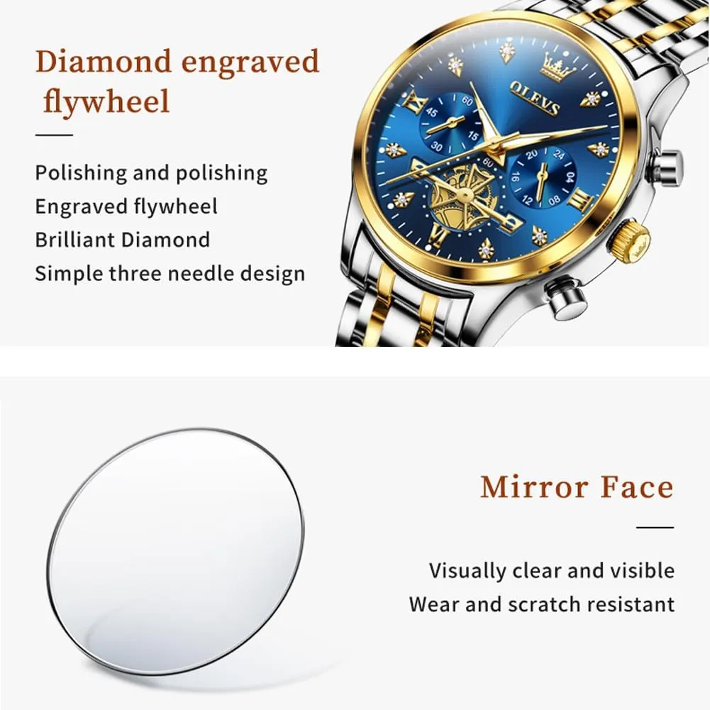OLEVS Womens Watches Chronograph Luxury Diamond Dress Quartz Wrist Watches Stainless Steel Waterproof Luminous