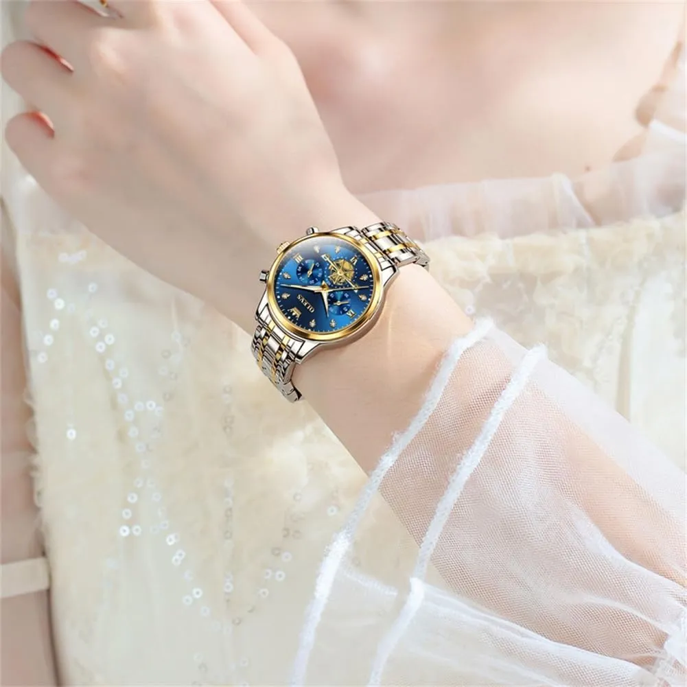 OLEVS Womens Watches Chronograph Luxury Diamond Dress Quartz Wrist Watches Stainless Steel Waterproof Luminous