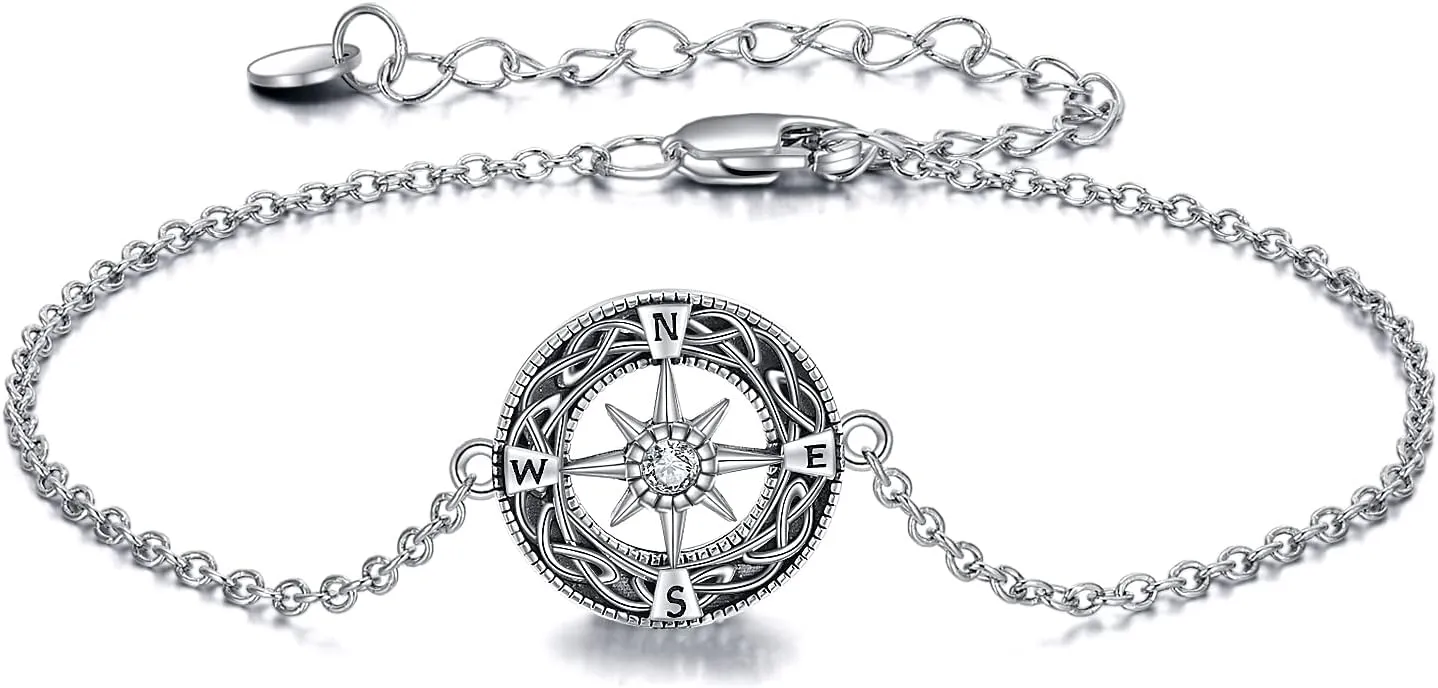 ONEFINITY Lighthouse/Compass Bracelet For Women Sterling Silver Lighthouse/Compass Pendant Bracelet Abalone Shell Birthday Jewelry Gift For Lover