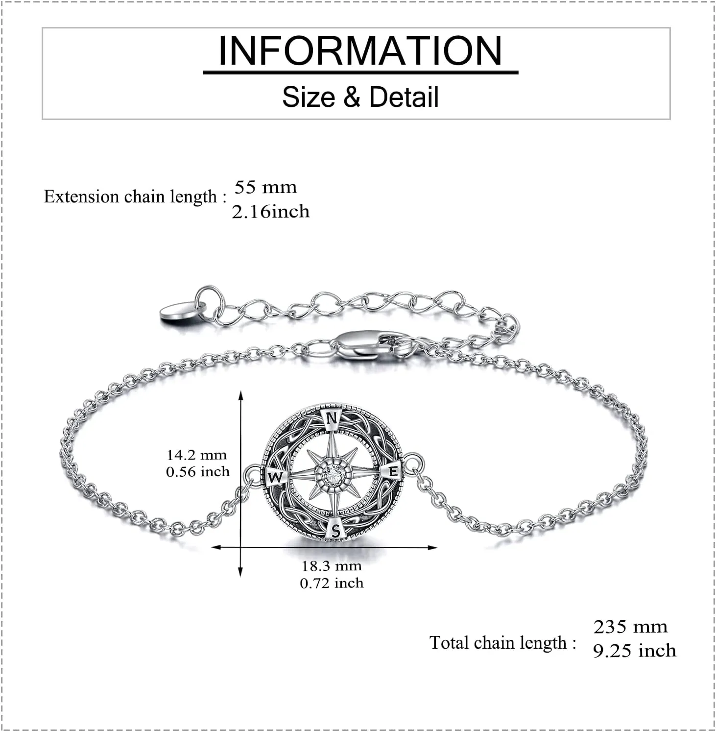 ONEFINITY Lighthouse/Compass Bracelet For Women Sterling Silver Lighthouse/Compass Pendant Bracelet Abalone Shell Birthday Jewelry Gift For Lover