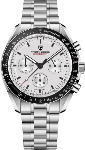 Pagani Design 1701 Men's Professional Chronograph Japan VK63 Quartz Movement Moon Wristwatch Stainless Steel 100M Waterproof Casual Analog Watch Date