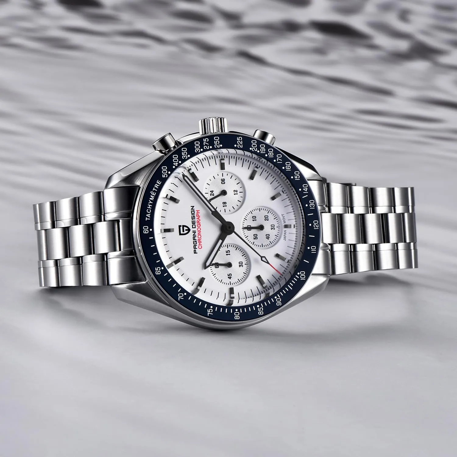 Pagani Design 1701 Men's Professional Chronograph Japan VK63 Quartz Movement Moon Wristwatch Stainless Steel 100M Waterproof Casual Analog Watch Date
