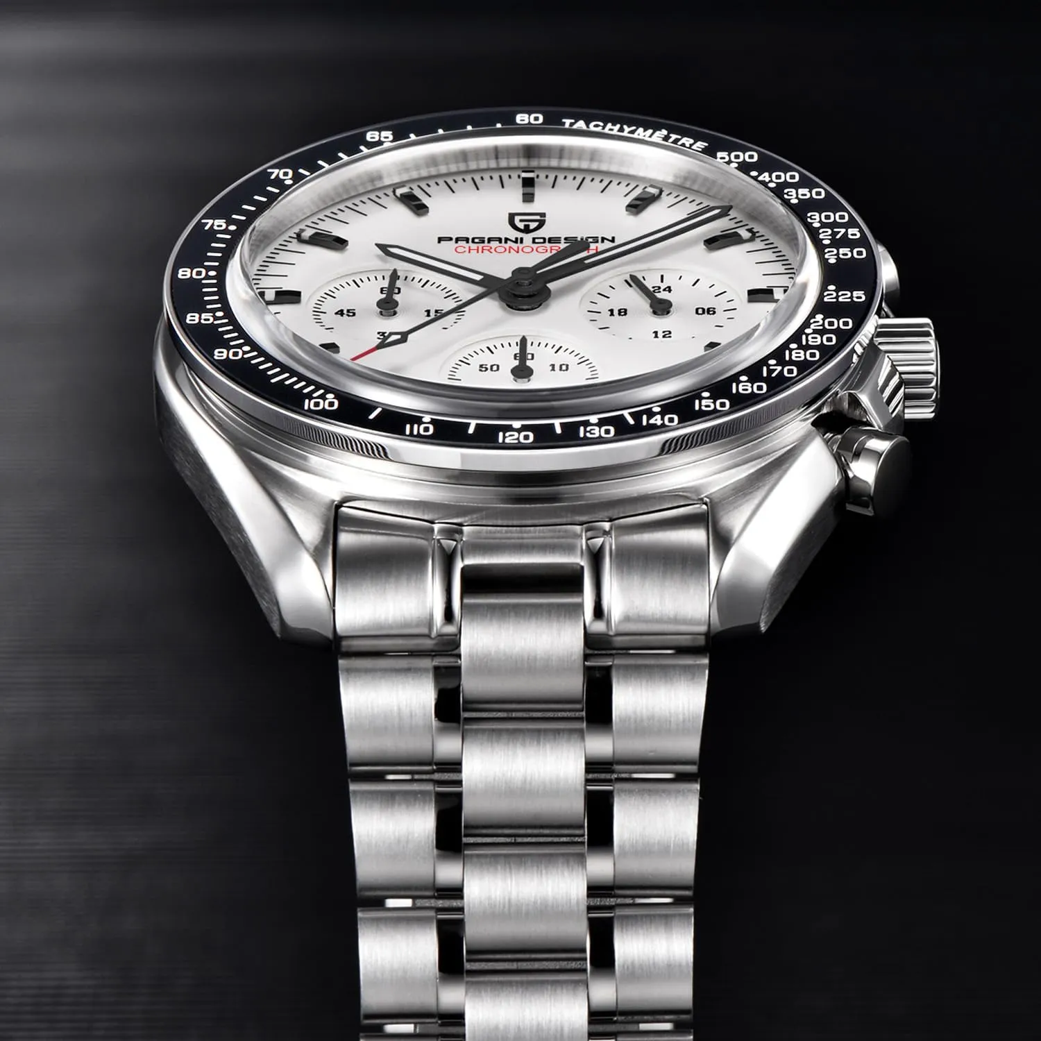 Pagani Design 1701 Men's Professional Chronograph Japan VK63 Quartz Movement Moon Wristwatch Stainless Steel 100M Waterproof Casual Analog Watch Date