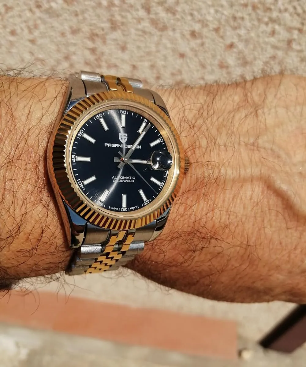Pagani Design Automatic Watch, 40mm Stainless Steel Case, Date Display, NH35 Movement, 100m Water Resistant, Synthetic Sapphire Crystal,