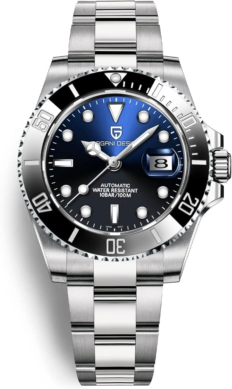 Pagani Design Watches for Men, Automatic Watch,Japanese Movement, Stainless Steel Waterproof Luminous Calendar