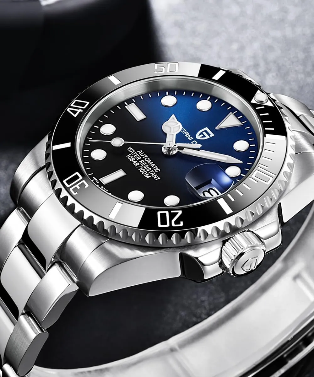Pagani Design Watches for Men, Automatic Watch,Japanese Movement, Stainless Steel Waterproof Luminous Calendar