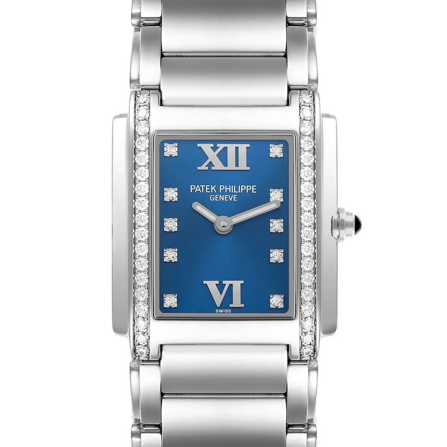Patek Philippe 4910 Twenty-4 Blue Dial Steel Diamond Ladies Watch