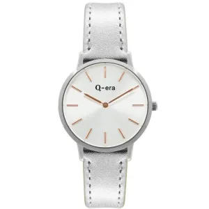 Q-era Metalilic Silver Leather Women's Watch - QV2801-10