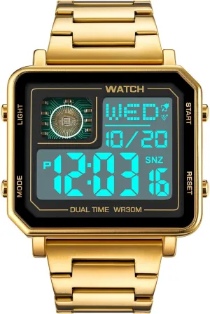Reginald Watches for Men Fashion Trend Multifunction Outdoor Sports Watch LED Large Digital Display Chronograph Stainless Steel Square Watches Reginald Watches for Men Fashion Trend Multifunction Outdoor Sports Watch LED Large Digital Display Chronograph Stainless Steel Square Watches
