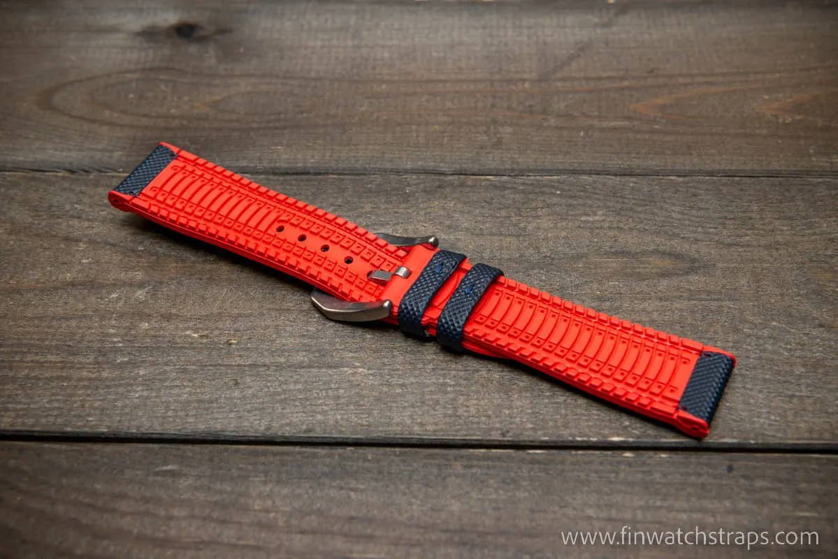 Sailcloth waterproof hybrid fluororubber (FKM) watch strap, premium quality, for sports, divers watches, width: 20, 22 mm.