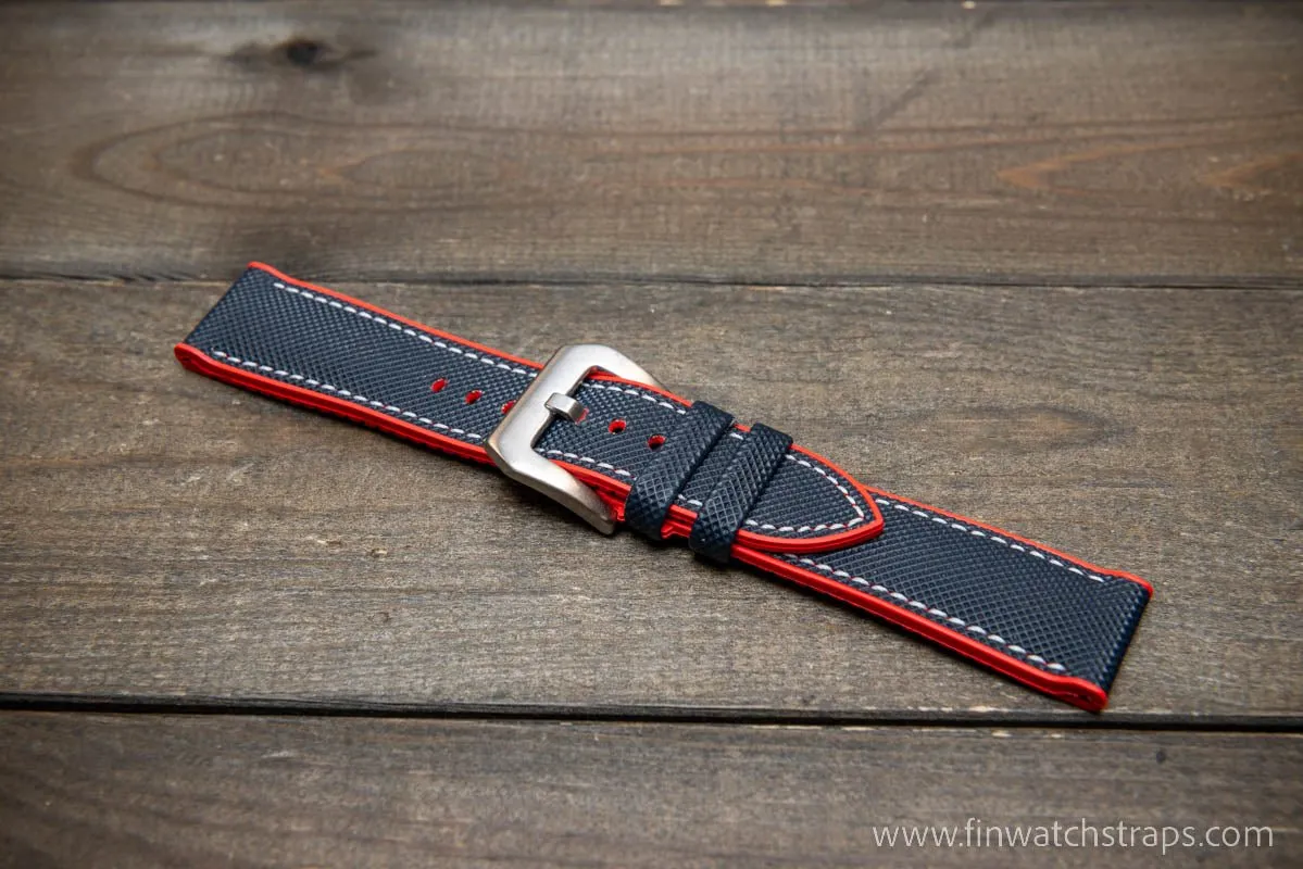 Sailcloth waterproof hybrid fluororubber (FKM) watch strap, premium quality, for sports, divers watches, width: 20, 22 mm.