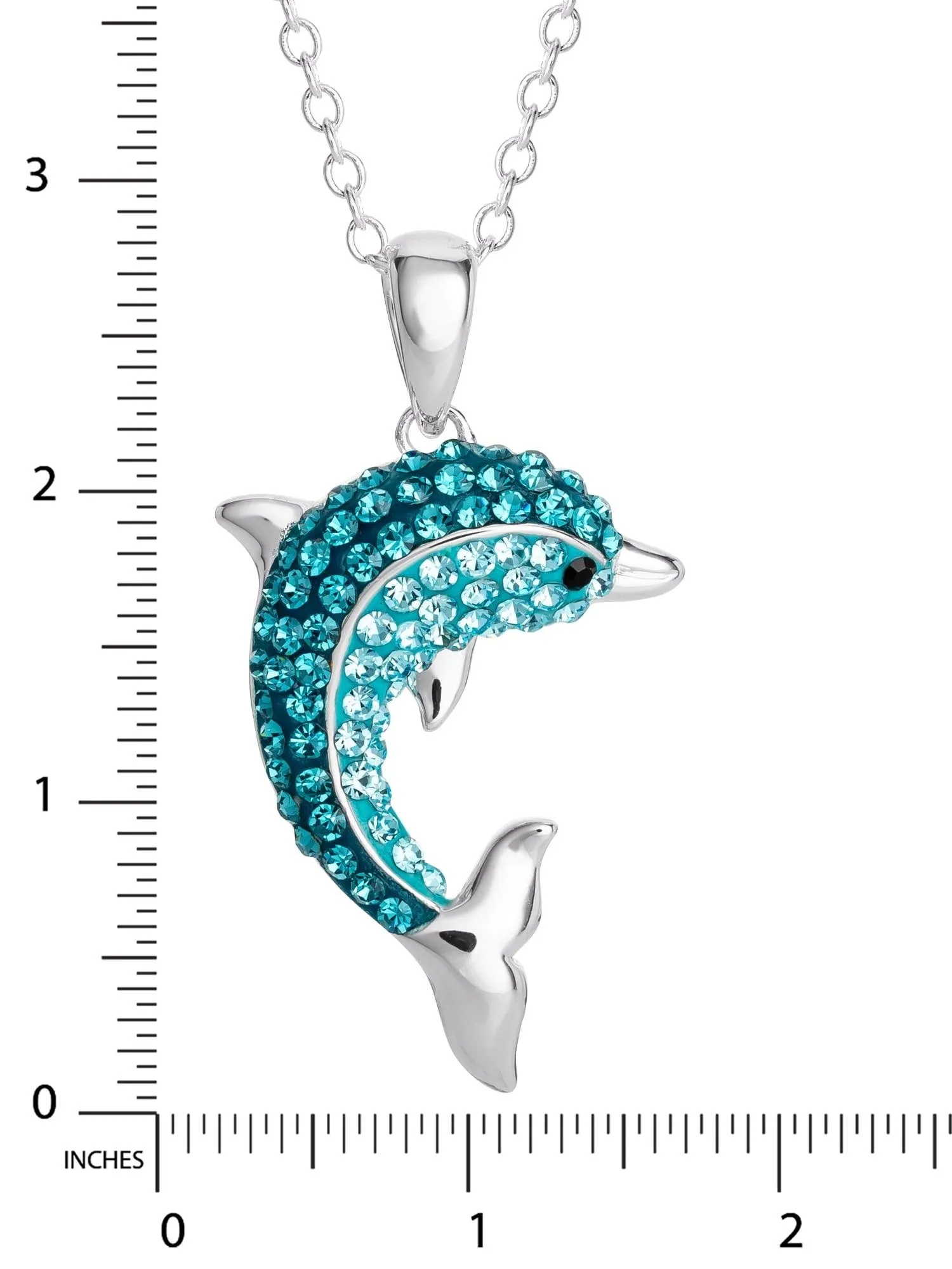 Sterling Silver Crystal Dolphin Pendant 18" chain