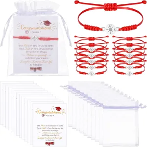 Sureio 60 Pcs 2025 Graduation Bracelet Set 20 Compass Bracelets 20 Graduation Cards 20 Bags Senior Night Gifts