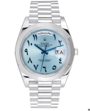 Swiss Clone Replica Rolex Day Date Ice Blue Arabic Dial Platinum