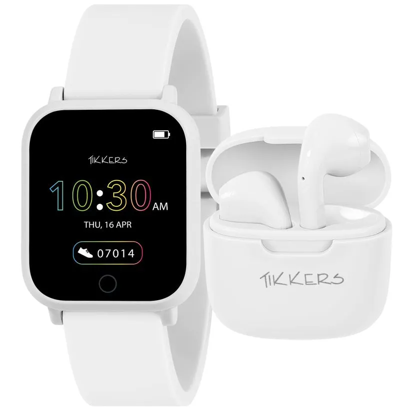 Tikkers Series 10 White Smart Watch with TWS