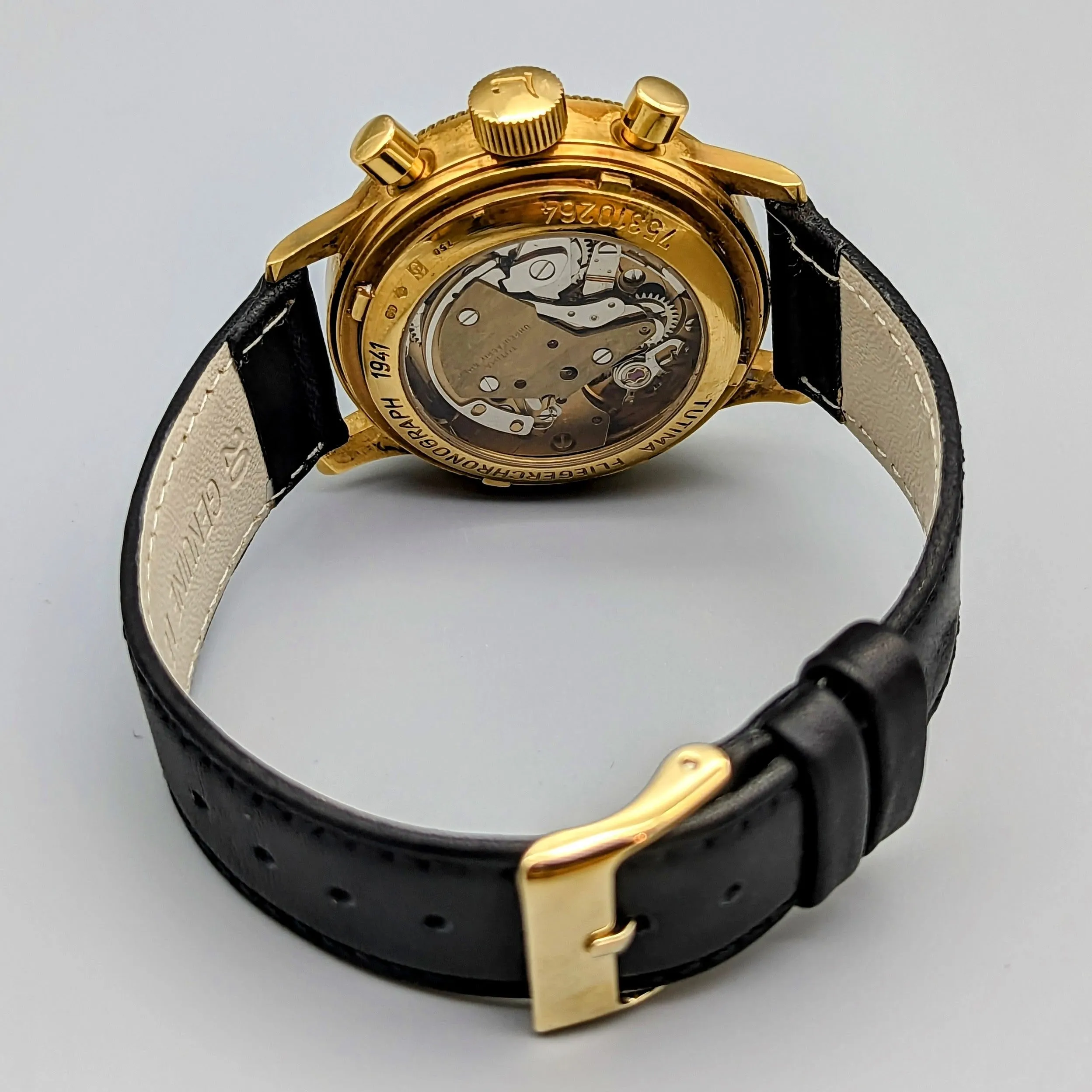 TUTIMA Flieger Chronograph 1941 Wristwatch 18K Yellow GOLD Pilot's Watch Ref. 753-01