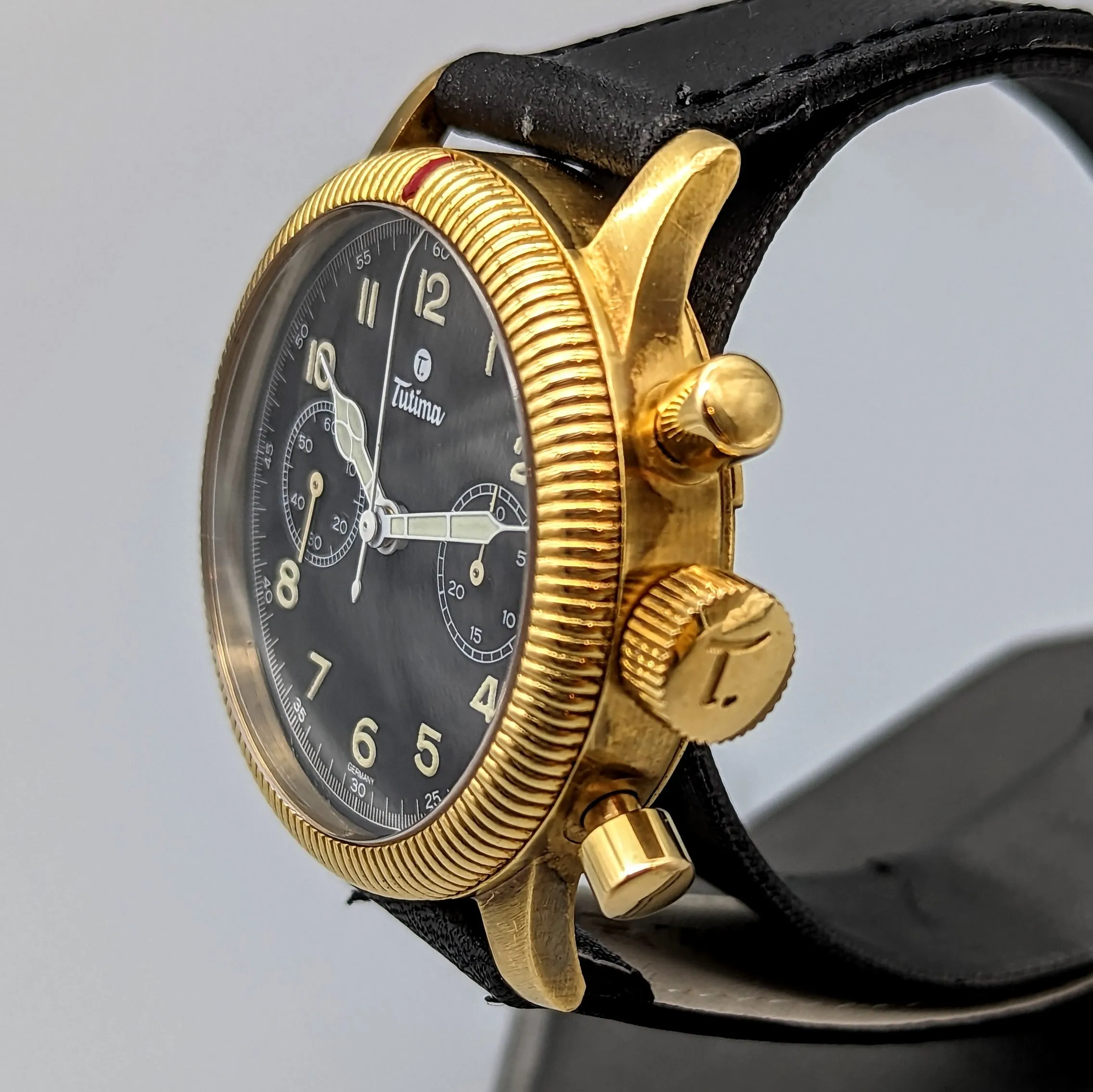 TUTIMA Flieger Chronograph 1941 Wristwatch 18K Yellow GOLD Pilot's Watch Ref. 753-01