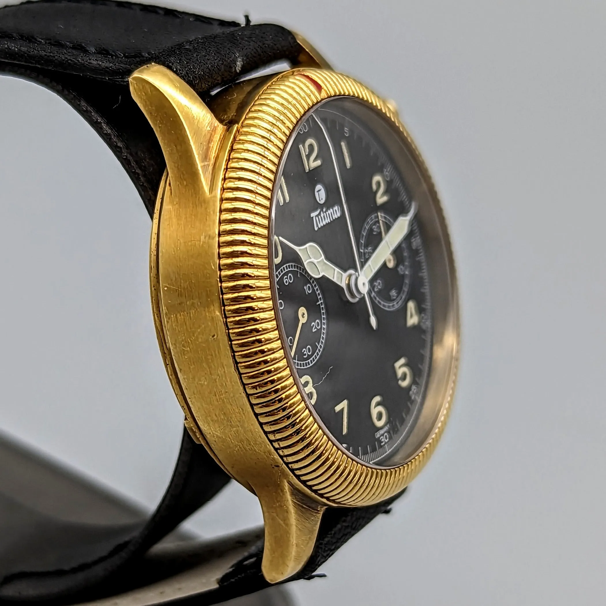 TUTIMA Flieger Chronograph 1941 Wristwatch 18K Yellow GOLD Pilot's Watch Ref. 753-01