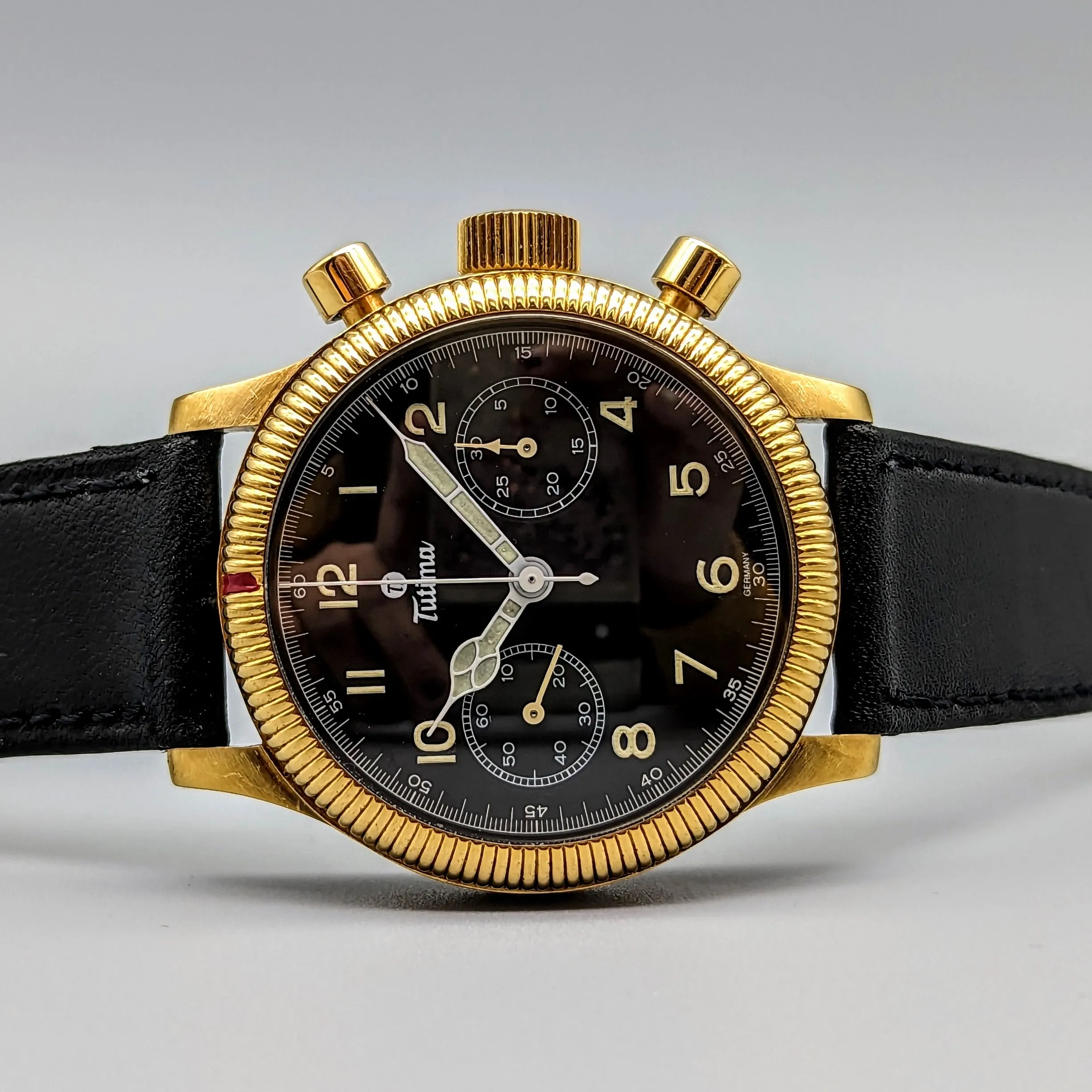 TUTIMA Flieger Chronograph 1941 Wristwatch 18K Yellow GOLD Pilot's Watch Ref. 753-01