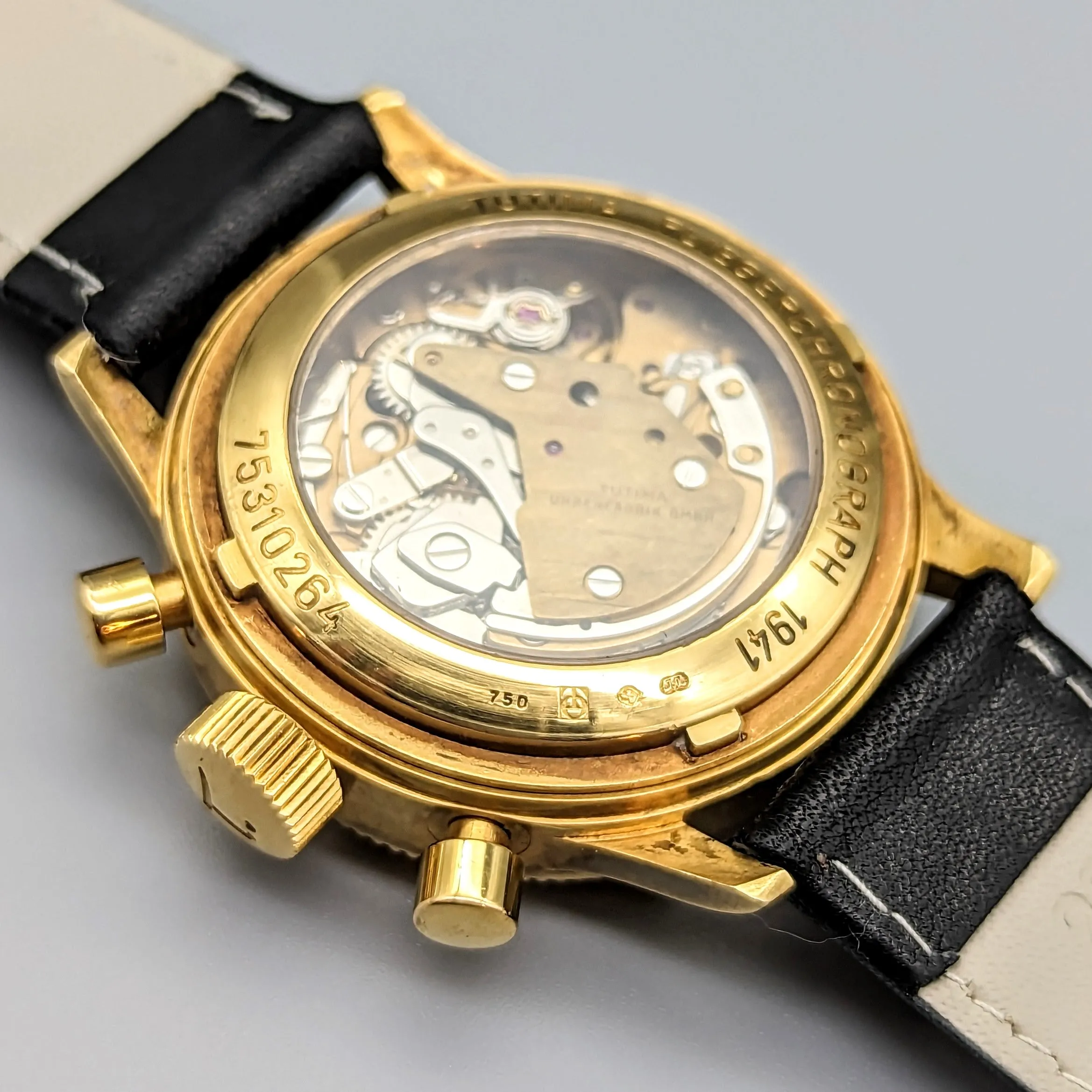 TUTIMA Flieger Chronograph 1941 Wristwatch 18K Yellow GOLD Pilot's Watch Ref. 753-01