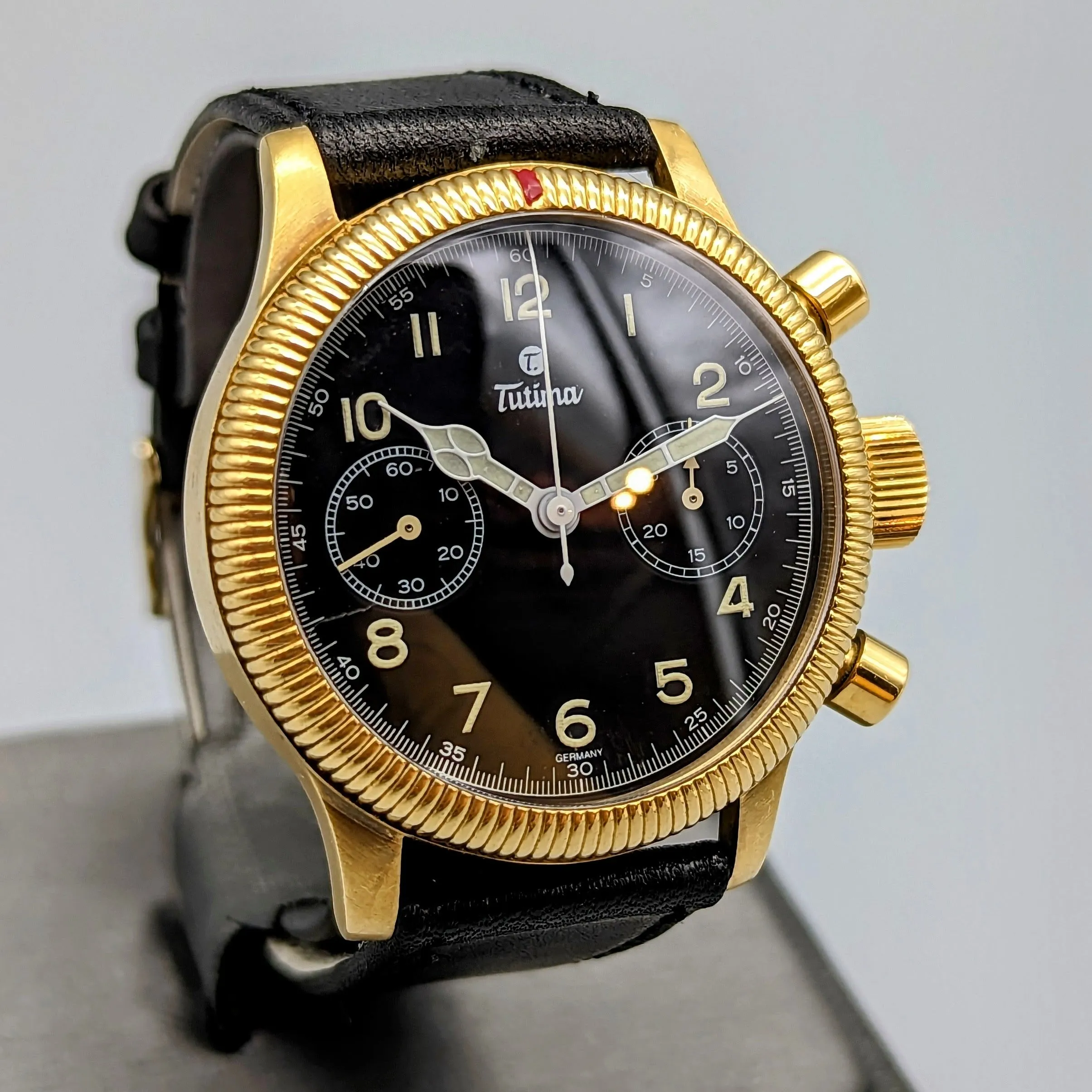 TUTIMA Flieger Chronograph 1941 Wristwatch 18K Yellow GOLD Pilot's Watch Ref. 753-01