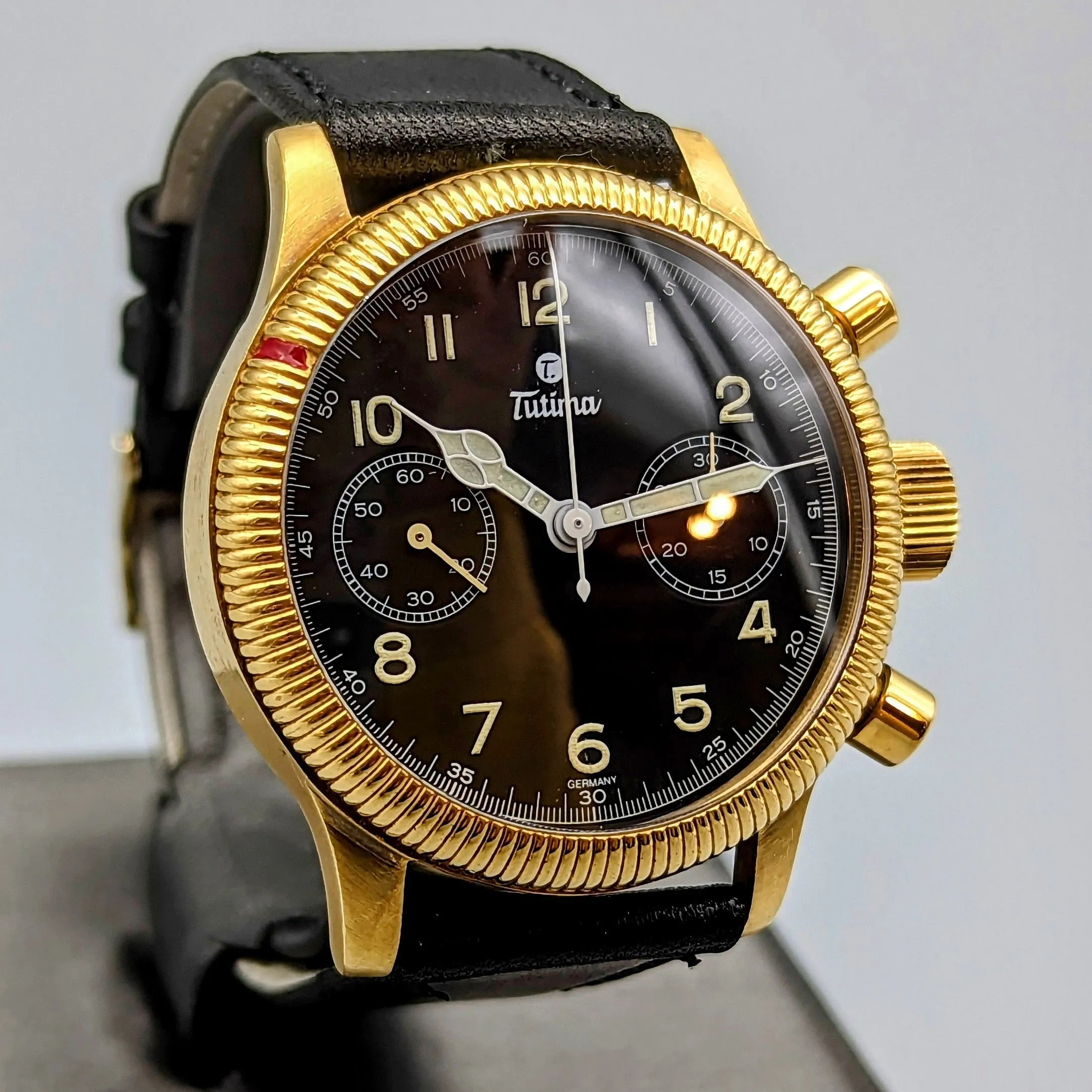 TUTIMA Flieger Chronograph 1941 Wristwatch 18K Yellow GOLD Pilot's Watch Ref. 753-01