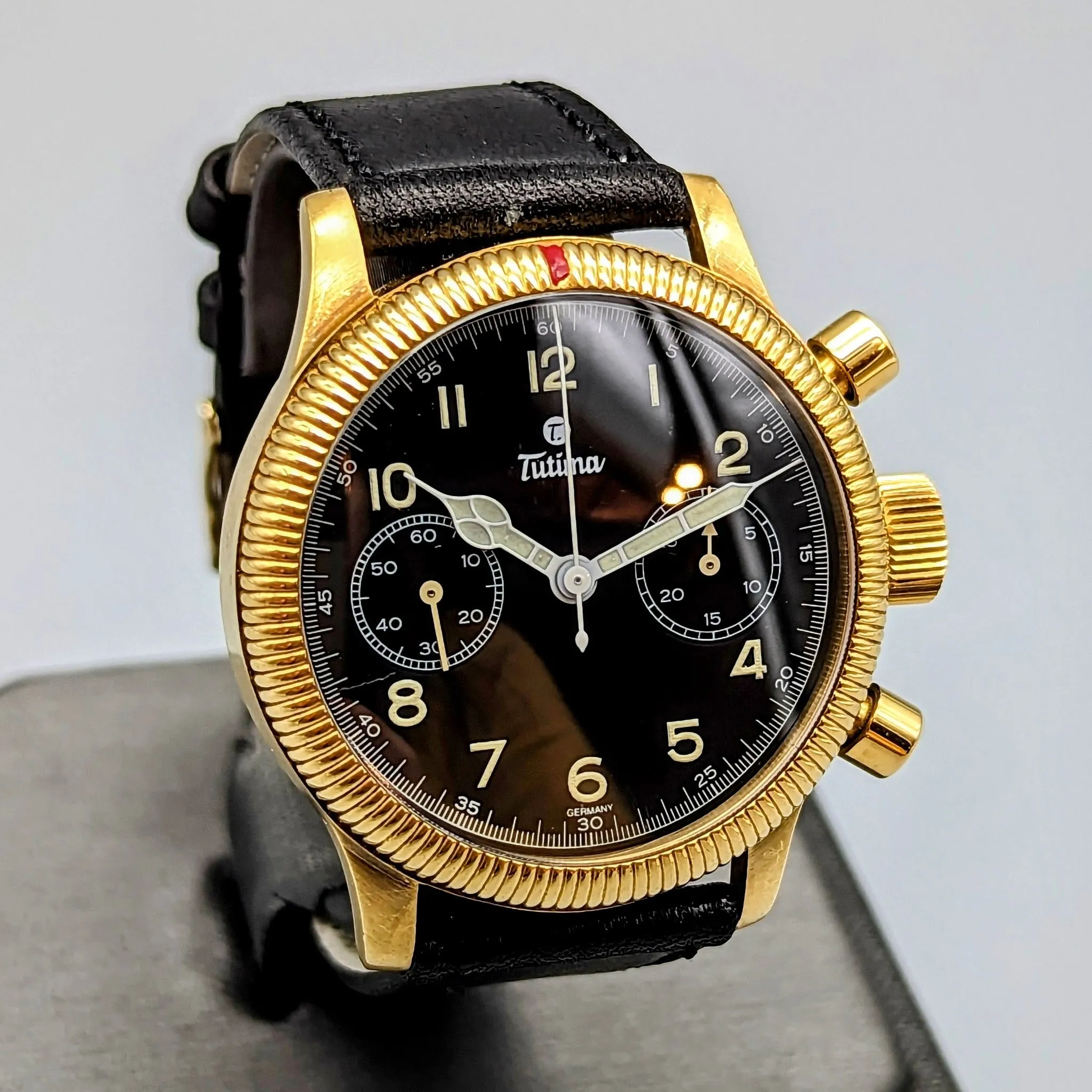 TUTIMA Flieger Chronograph 1941 Wristwatch 18K Yellow GOLD Pilot's Watch Ref. 753-01