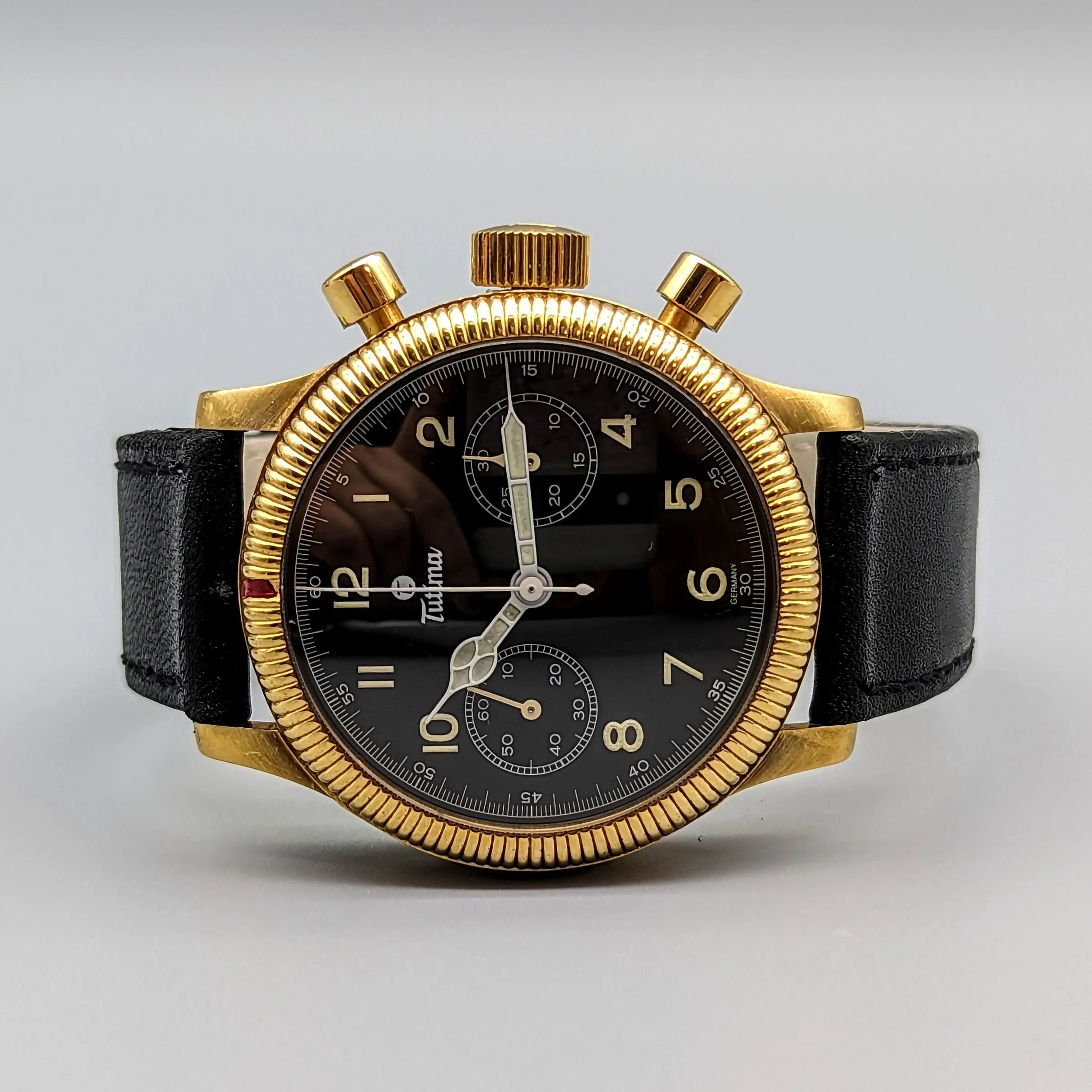 TUTIMA Flieger Chronograph 1941 Wristwatch 18K Yellow GOLD Pilot's Watch Ref. 753-01