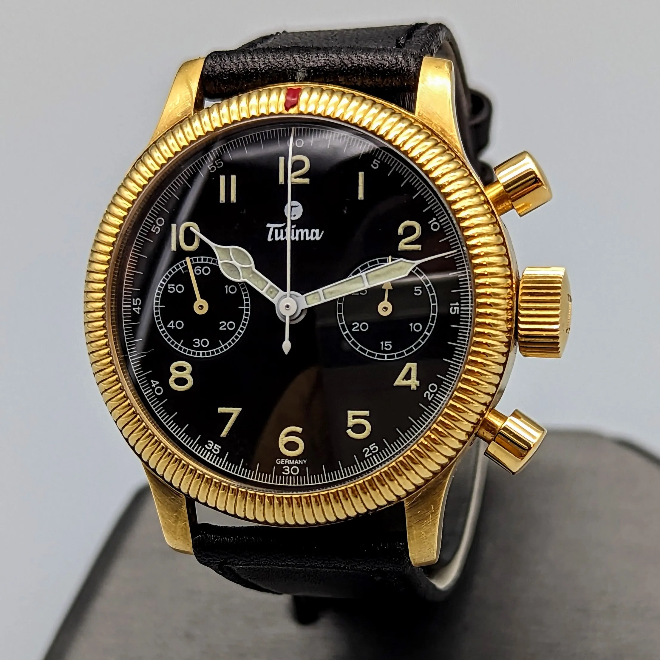 TUTIMA Flieger Chronograph 1941 Wristwatch 18K Yellow GOLD Pilot's Watch Ref. 753-01