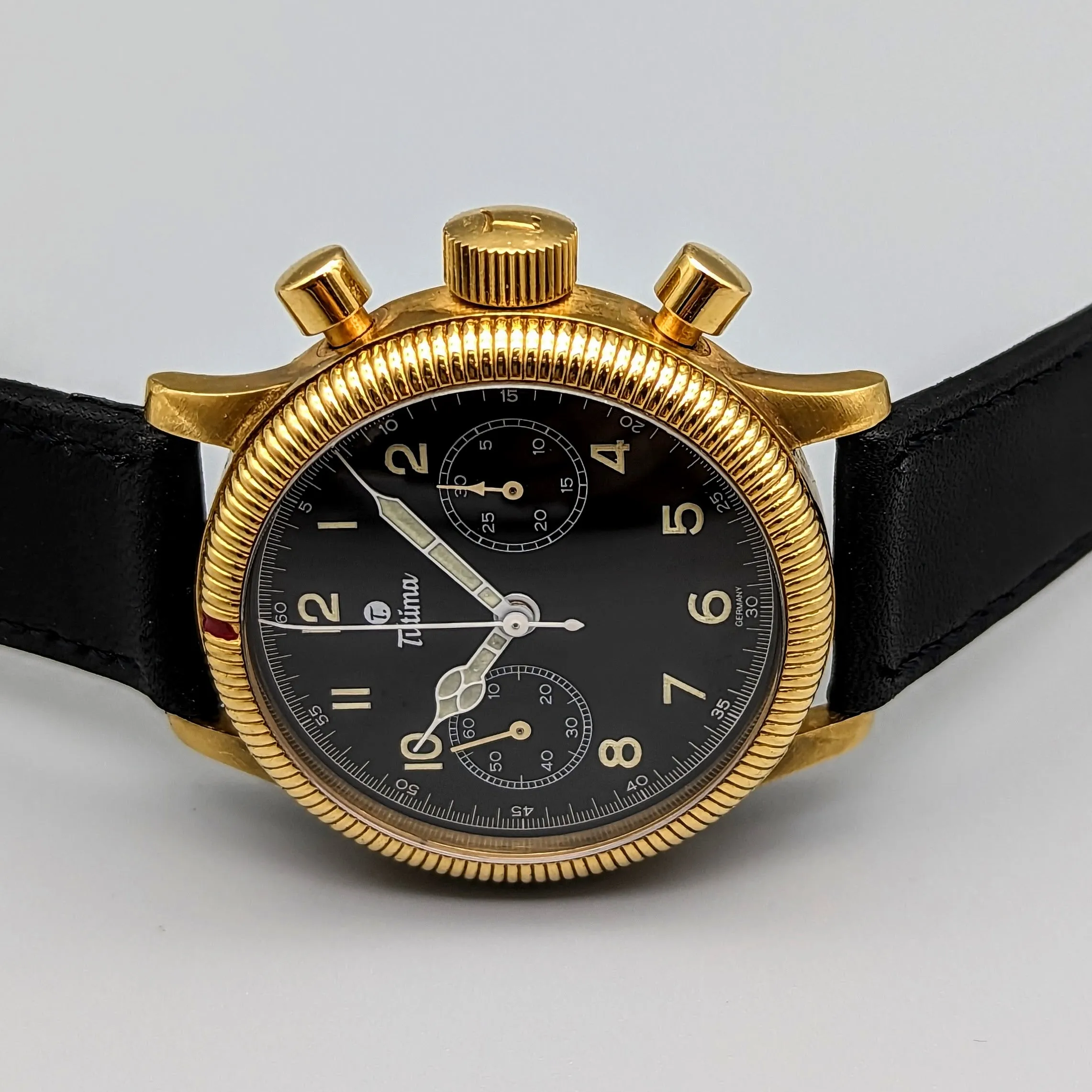 TUTIMA Flieger Chronograph 1941 Wristwatch 18K Yellow GOLD Pilot's Watch Ref. 753-01