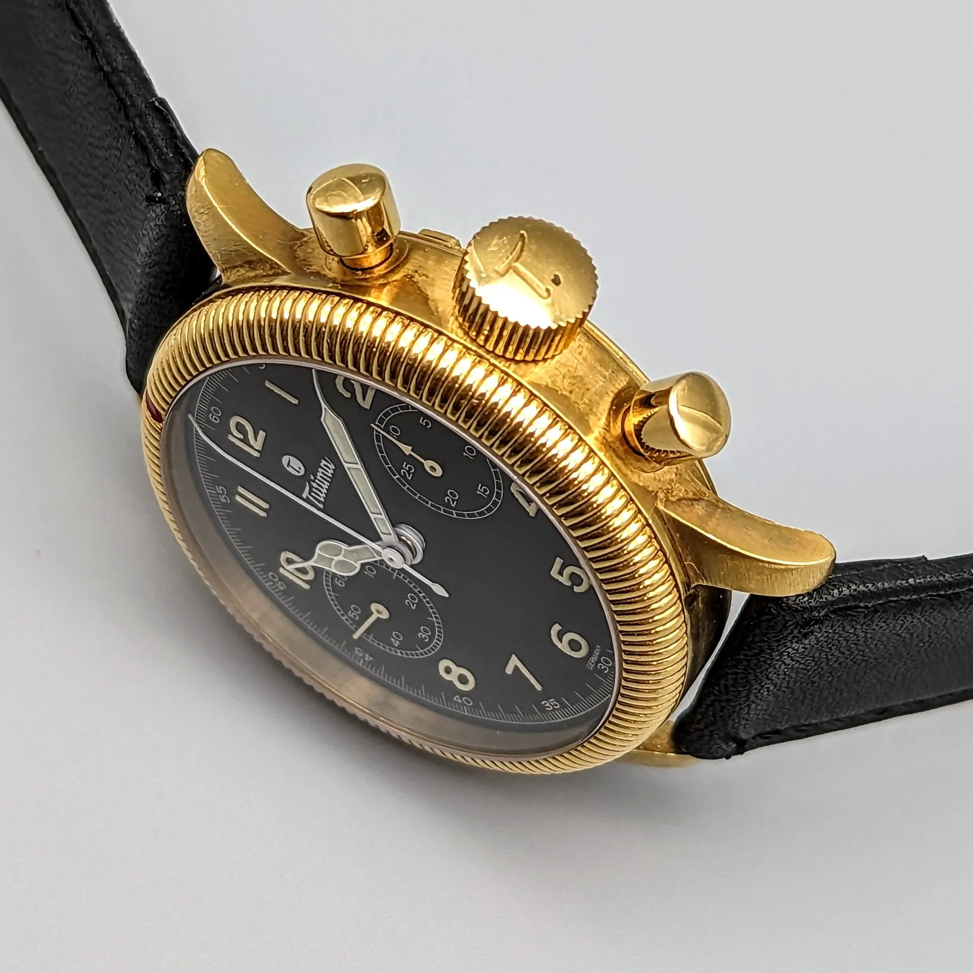 TUTIMA Flieger Chronograph 1941 Wristwatch 18K Yellow GOLD Pilot's Watch Ref. 753-01