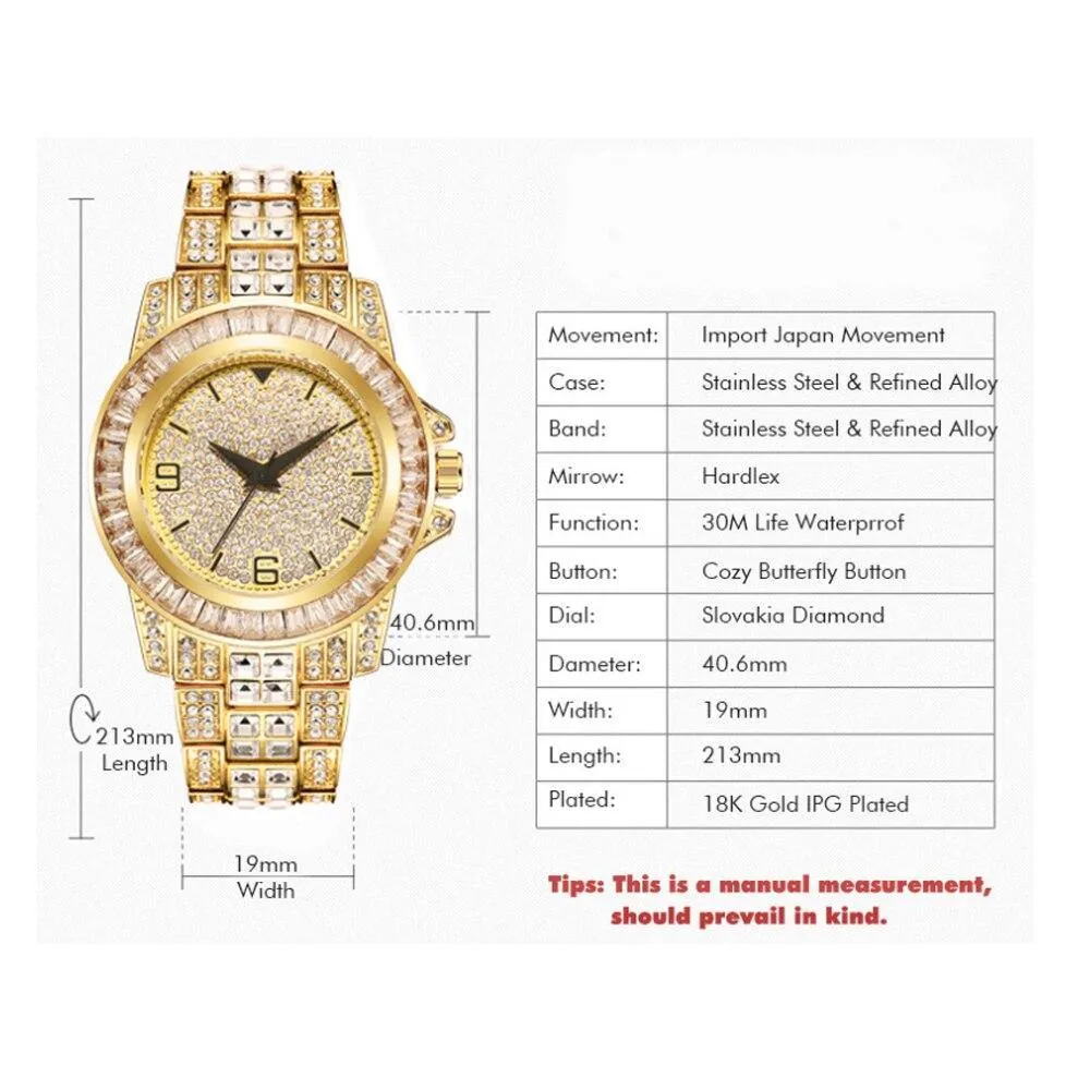 Unisex Iced Out Rhinestone Watch