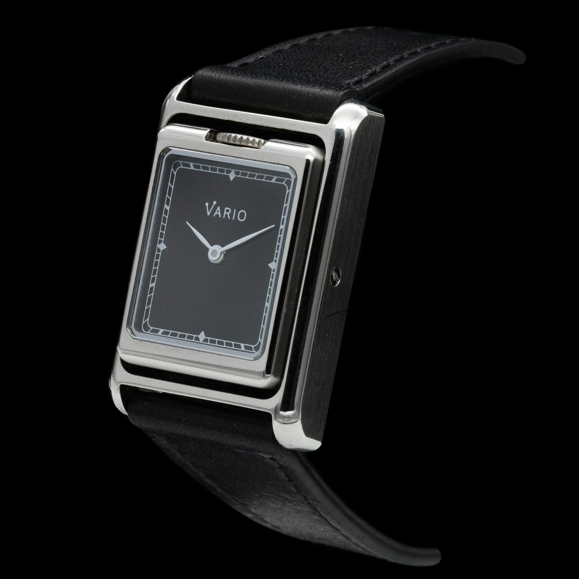 Vario - VERSA Reversible Dual Time Silver-Black Watch