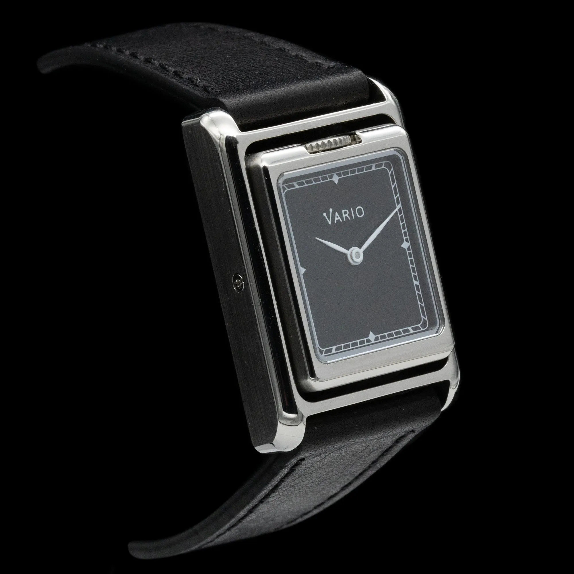 Vario - VERSA Reversible Dual Time Silver-Black Watch