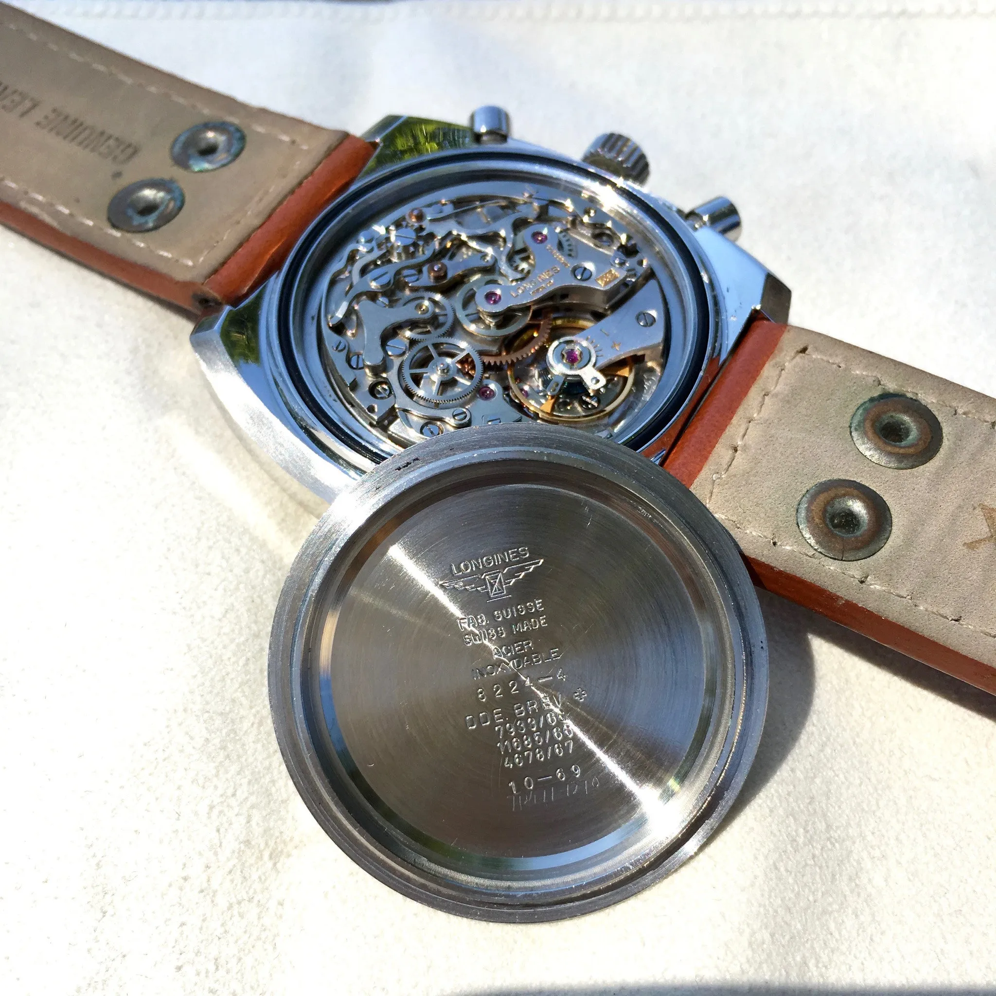Vintage Longines 8224-4 Steel Chronograph Black Valjoux 726 Mens Watch