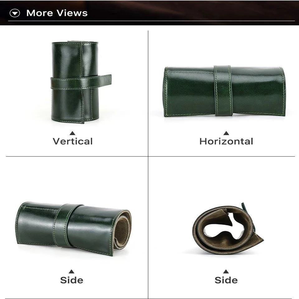 Woosir Leather Watch Travel Roll Case for 6 Watches