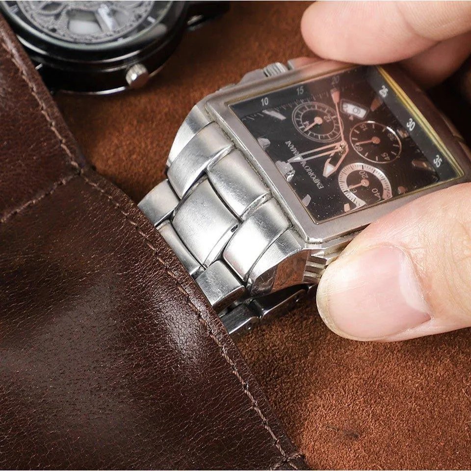 Woosir Leather Watch Travel Roll Case for 6 Watches